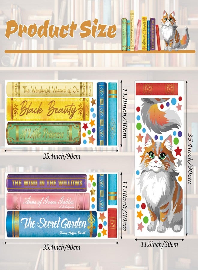 Cinrobiye Cats Reading Wall Decals Stickers,Neutral Nursery Decorations Study Classroom Bedroom Art, Reading Corner School Toddler Kids Room Wallpaper Livingroom Home Decor Gifts - Image 2